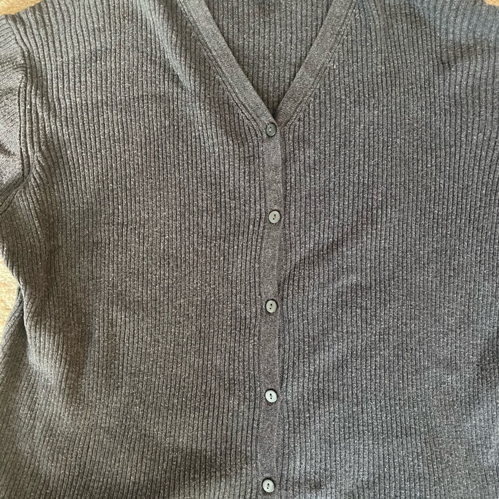 Classic Black Button-Up Cardigan - Picture 2 of 5